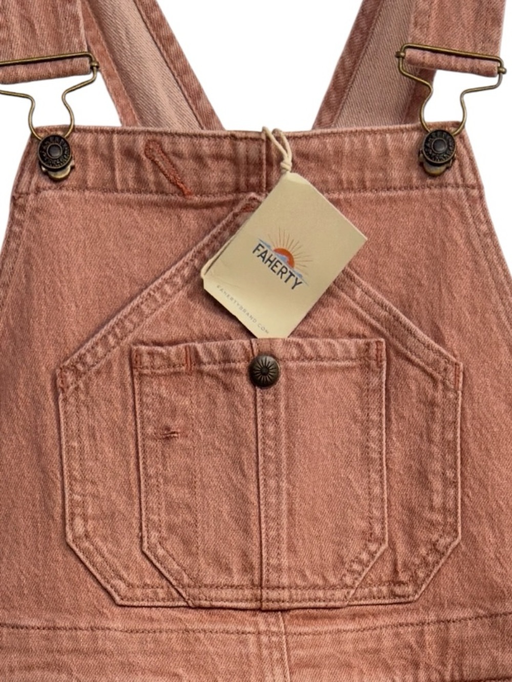 Faherty Rose Pink Cotton Carpenter Overalls Jumpsuit - Picture 6 of 7